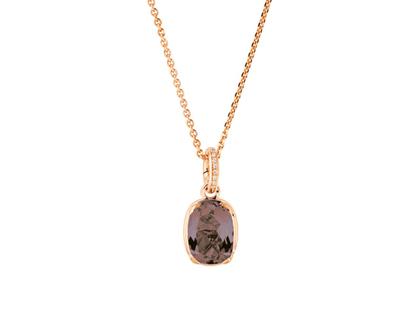 Capolavoro Capriccio Collier Roségold 45cm mit Rauchquarz und Brillanten 0,010ct – Halsschmuck Collier aus 750 Rotgold.