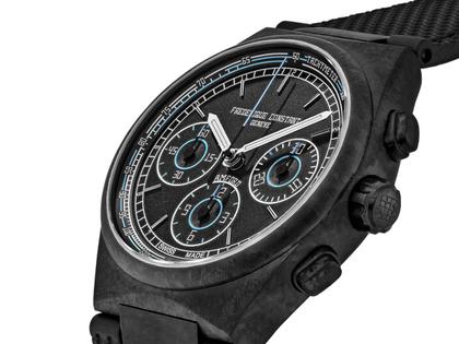 Frederique Constant X Bamford Watch Department Highlife Chronograph Automatik Titan 41mm schwarzes Zifferblatt schwarzes Kautschukband limitiert – Herrenuhren Chronograph aus Edelstahl, Kautschuk, PVD beschichtet und Titan. Das Gehäuse ist rund und schwarz. Das Kautschuk / Kunststoff / Silikon Armband ist schwarz. Das Zifferblatt ist ein Index in schwarz. – Ansicht 3
