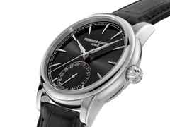Frederique Constant Classic Date Manufacture Automatik Edelstahl 40mm schwarzes Zifferblatt schwarzes Lederband – Herrenuhren Uhr mit Datum aus Edelstahl und Leder. Das Gehäuse ist rund und silber. Das Lederarmband Kroko / Alligator ist schwarz. Das Zifferblatt ist ein Index in schwarz. – Ansicht 2