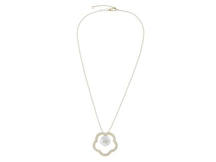Meissen 1739 Royal Blossom Frame Collier Gelbgold 45cm mit Brillanten 0,500ct – Halsschmuck Collier aus 750 Gelbgold, Porzellan und und . – Ansicht 2