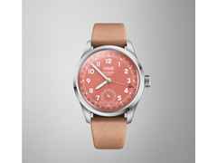 Oris Big Crown Pointer Date Calibre 403 Automatik Edelstahl 40mm rosa Zifferblatt braunes Lederband – Herrenuhren Uhr mit Datum aus Edelstahl und Leder. Das Gehäuse ist rund und silber. Das Lederarmband ist braun. Das Zifferblatt ist arabisch und rosa. – Ansicht 3