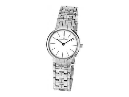 Jacques Lemans Quarz Milano     Index Edelstahl weiß Edelstahlband – Damenuhren Uhr ohne Datum aus Edelstahl. Das Gehäuse ist rund und silber. Das Edelstahlarmband ist silber. Das Zifferblatt ist ein Index in weiß.