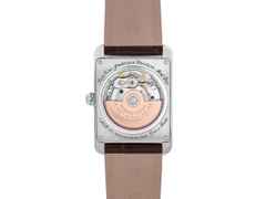 Frederique Constant Classics Carree Automatik Edelstahl 42mm roséfarbenes Zifferblatt braunes Lederband – Herrenuhren Uhr mit Datum aus Edelstahl und Leder. Das Gehäuse ist rechteckig und silber. Das Lederarmband ist braun. Das Zifferblatt ist ein Index in roségold. – Ansicht 3