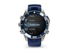Garmin MARQ Diver Gen 3 Titan 47mm digitales Display blaues Kautschukband – Herrenuhren Uhr Multifunktion aus Kautschuk, Keramik und Titan. Das Gehäuse ist rund und grau. Das Kautschuk / Kunststoff / Silikon Armband ist blau. Der Zifferblatt ist digital.