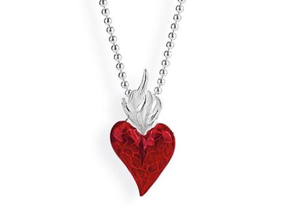 Drachenfels Design Flammeninferno Silber Anhänger Herz klein – Anhänger Anhänger ohne Besatz aus 925 Silber.