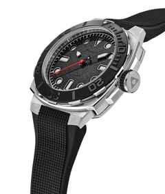 Alpina Seastrong Diver Extreme Automatik Edelstahl 39mm schwarzes Zifferblatt schwarzes Kautschukband Special Edition – Herrenuhren Uhr ohne Datum aus Edelstahl und Kautschuk. Das Gehäuse ist rund und silber. Das Kautschuk / Kunststoff / Silikon Armband ist schwarz. Das Zifferblatt ist ein Index in schwarz. – Ansicht 2