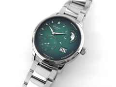 Glashütte Original PanoMaticLunar Automatik Edelstahl 40mm grün Metallband 1-90-02-13-32-70 Full Set Occasion Neu – Herrenuhren Uhr mit Datum aus Edelstahl. Das Gehäuse ist rund und silber. Das Edelstahlarmband ist silber. Das Zifferblatt ist arabisch Index und grün. – Ansicht 4