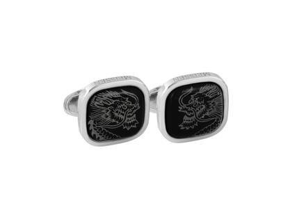 Herrenschmuck Manschettenknöpfe aus 925 Silber, Porzellan und und rhodiniert.