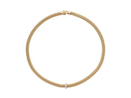 Fope Vendôme Collier Gelbgold 43cm mit Brillanten 0,100ct – Halsschmuck Collier in gelbgold und aus 750 Gelbgold und 750 Weißgold.