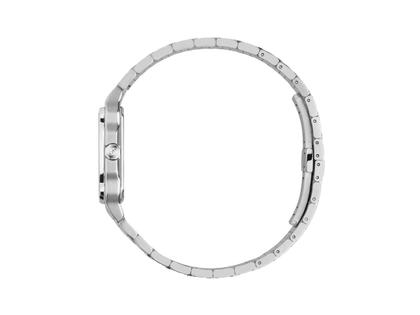 Gucci G-Flat Quarz Edelstahl 30mm rotes Zifferblatt Metallband YA166509 – Damenuhren Uhr mit Datum aus Edelstahl. Das Gehäuse ist rechteckig und silber. Das Edelstahlarmband ist silber. Das Zifferblatt ist römisch Index und rot. – Ansicht 2