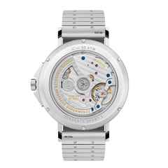 Nomos Glashütte Tangente Sport neomatik 42 Datum Automatik Edelstahl 42mm schwarzes Zifferblatt Metallband – Herrenuhren Uhr mit Datum aus Edelstahl. Das Gehäuse ist rund und silber. Das Edelstahlarmband ist silber. Das Zifferblatt ist arabisch Index und schwarz. – Ansicht 2