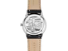 Sternglas Berlin Quarz Edelstahl 38mm grünes Zifferblatt braunes Lederband – Herrenuhren Uhr mit Datum aus Edelstahl und Leder. Das Gehäuse ist rund und silber. Das Lederarmband ist braun. Das Zifferblatt ist arabisch Index und grün. – Ansicht 4