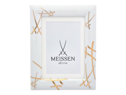 Meissen Bilderrahmen Cosmopolitan weiß mit Goldverzierung – Porzellanwaren Porzellandekoration in weiß und aus Porzellan.