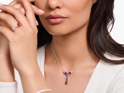 Thomas Sabo Heritage Glam Y-Collier Silber 45cm mit mehrfarbigen Zirkonia – Halsschmuck Collier in silber und aus 925 Silber. – Ansicht 2