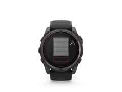 Garmin fenix 8 51mm Sapphire Solar faserverstärktes Polymer Titan carbongrau beschichtet schwarzes Kautschukband – Herrenuhren Uhr Multifunktion aus DLC beschichtet, Kautschuk und Titan. Das Gehäuse ist rund und grau. Das Kautschuk / Kunststoff / Silikon Armband ist schwarz. Das Zifferblatt ist digital und schwarz. – Ansicht 2