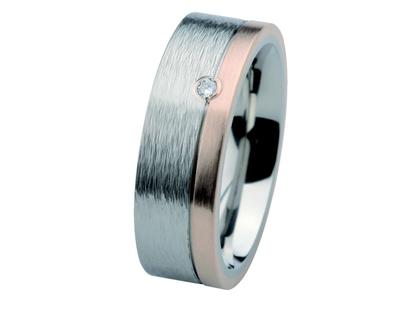 Ernstes Design Ring Nr. 311 R226.7 – Ringe Ring mit Besatz aus Edelstahl, 750 Rotgold und und .