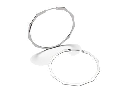Niessing Now Facet Creolen 50mm Lava – Ohrschmuck Creolen in grau und aus Silber-Gold Legierung - 90 S.
