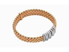 Fope Panorama Armband  mit 9 Ronden Rosegold mit Brillanten Pave – Armschmuck Armband aus 750 Rotgold.