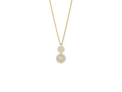 Jörg Heinz Swing Boho Duo Collier Gelbgold 45cm mit Brillanten 0,360ct – Halsschmuck Kette mit Anhänger in gelbgold und aus 750 Gelbgold.