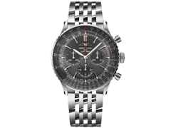 Breitling Navitimer B01 Chronograph 46 Edelstahl graues Zifferblatt Metallband – Herrenuhren Chronograph aus Edelstahl. Das Gehäuse ist rund und silber. Das Edelstahlarmband ist silber. Das Zifferblatt ist ein Index in grau.