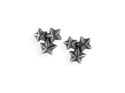Drachenfels Design Sternenglanz und Schattentanz Ohrstecker Sternenohrstecker  klein Silber Vintage – Ohrschmuck Ohrstecker aus 925 Silber.