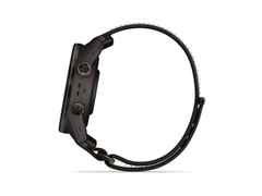 Garmin Approach S72 Titan Schwarz-DLC 43mm digitales Display schwarzes Textilband – Herrenuhren Uhr Multifunktion aus Keramik und Kunststoff. Das Gehäuse ist rund und schwarz. Das Textilarmband ist schwarz. Das Zifferblatt ist digital und schwarz. – Ansicht 3