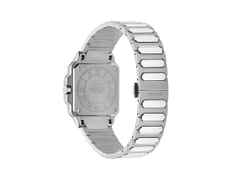 Gucci G-Flat Quarz Edelstahl 30mm rotes Zifferblatt Metallband YA166509 – Damenuhren Uhr mit Datum aus Edelstahl. Das Gehäuse ist rechteckig und silber. Das Edelstahlarmband ist silber. Das Zifferblatt ist römisch Index und rot. – Ansicht 3