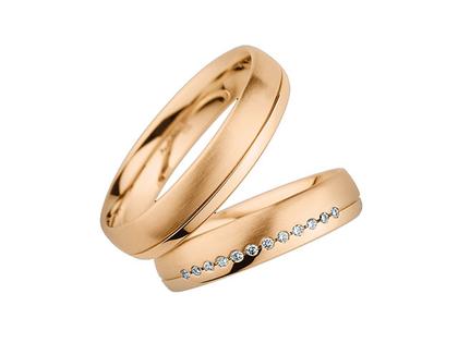Christian Bauer Trauring Paar Nr.  14 Roségold – Ringe Trauring mit Besatz aus 750 Rotgold.