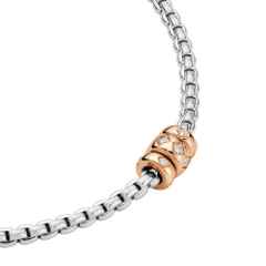 Fope Eka Tiny Collier Weißgold 43cm mit 3 Roségold-Ronden und Brillanten 0,18ct – Halsschmuck Collier aus 750 Rotgold, 750 Weißgold und und . – Ansicht 2