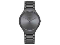 Rado True Thinline Les Couleurs Le Corbusier Quarz Keramik Iron Grey 32010 – Damenuhren Uhr ohne Datum aus Keramik und Titan. Das Gehäuse ist rund und grau. Das Keramikarmband ist grau. Das Zifferblatt ist ein Index in grau.