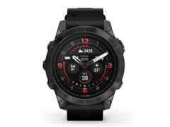 Garmin epix Pro Sapphire Titan carbongrau beschichtet 47 mm Lederband schwarz – Herrenuhren Uhr Multifunktion aus DLC beschichtet, Kautschuk und Titan. Das Gehäuse ist rund und schwarz. Das Lederarmband ist schwarz. Das Zifferblatt ist digital und schwarz.