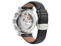 Mühle Glashütte Teutonia II Chronograph Automatik Edelstahl 42mm silbernes Zifferblatt schwarzes Lederband – Herrenuhren Chronograph aus Edelstahl. Das Gehäuse ist rund und silber. Das Lederarmband Kroko / Alligator ist schwarz. Das Zifferblatt ist ein Index in silber. – Ansicht 2