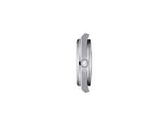Tissot PRX Quarz Edelstahl 35mm rosafarbenes Zifferblatt Metallband – Damenuhren Uhr mit Datum aus Edelstahl. Das Gehäuse ist rund und silber. Das Edelstahlarmband ist silber. Das Zifferblatt ist ein Index in rosa. – Ansicht 2