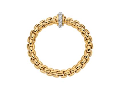 Fope Eka Flex'It   Armband breit Gelbgold 1 Ronde mit Brillanten 2,20ct M flexibel – Armschmuck Armband aus 750 Gelbgold, 750 Weißgold und und . – Ansicht 2