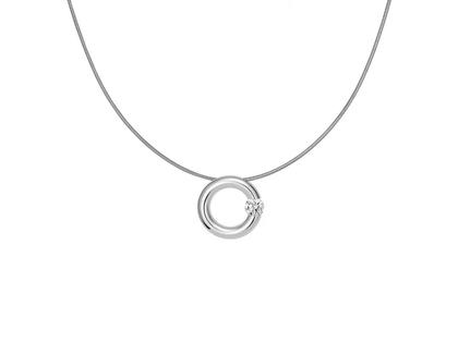 Niessing Spannring Anhänger 16mm Platin poliert 0,40 ct – Halsschmuck Anhänger mit Besatz aus 950 Platin.