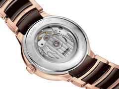 Rado Centrix Diamonds Automatik Edelstahl Roségold-PVD 39,5mm braunes Zifferblatt mit Brillanten Metallband – Herrenuhren Uhr mit Datum aus Edelstahl, Keramik und PVD beschichtet. Das Gehäuse ist rund und roségold. Das Keramikarmband ist braun. Das Zifferblatt ist ein Index in braun. – Ansicht 4