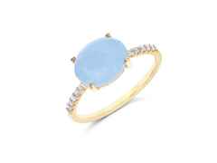 Nanis Dancing in the Rain Azure Ring Gelbgold Milky Aquamarin groß – Ringe Ring mit Besatz aus 750 Gelbgold. – Ansicht 3