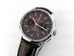 Breitling Premier B01 Chronograph Bentley Centenary Limited Edition Automatik 42mm Lederband AB01181A1Q1X1 Full Set Occasion Neu – Herrenuhren Chronograph aus Edelstahl. Das Gehäuse ist rund und silber. Das Lederarmband ist braun. Das Zifferblatt ist ein Index in braun. – Ansicht 4