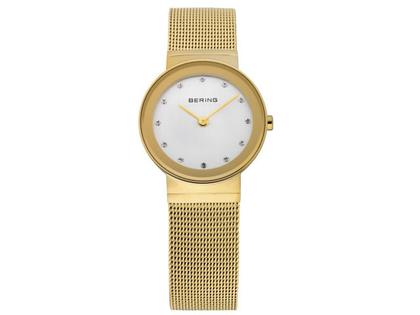 Bering 10126 Edelstahl Damenuhr – Damenuhren Uhr ohne Datum aus Edelstahl und PVD beschichtet. Das Armband ist ein vergoldetes Edelstahlarmband. Der Zifferblatt ist ein Index.