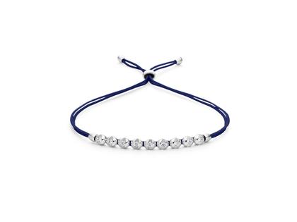 Schaffrath Colortaire Armband Weißgold mit Textilband (Navy Blue) mit Brillanten 0,135ct – Armschmuck Armband in silber und aus 750 Weißgold.