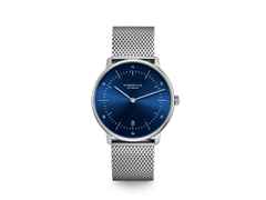 Sternglas Naos Quarz Edelstahl 38mm blaues Zifferblatt Edelstahlband – Herrenuhren Uhr mit Datum aus Edelstahl. Das Gehäuse ist rund und silber. Das Edelstahlarmband ist silber. Das Zifferblatt ist ein Index in blau.