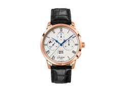 Glashütte Original Senator Chronograph Panoramadatum Automatik Rotgold 42mm weißes Zifferblatt schwarzes Lederband – Herrenuhren Chronograph aus 750 Rotgold. Das Gehäuse ist rund und roségold. Das Lederarmband Kroko / Alligator ist schwarz. Das Zifferblatt ist römisch und weiß.