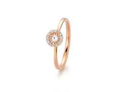 Jörg Heinz Swing Boho Pearl XS Ring Roségold mit weißer Zuchtperle und Brillanten 0,070ct – Ringe Ring mit Besatz in roségold und aus 750 Rotgold.