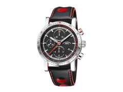Mühle Glashütte Teutonia Sport I Chronograph Automatik Edelstahl 42mm schwarzes Zifferblatt schwarzes Lederband – Herrenuhren Chronograph aus Edelstahl, Kautschuk und Leder. Das Gehäuse ist rund und silber. Das Lederarmband ist schwarz. Das Zifferblatt ist ein Index in schwarz.