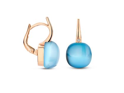 Bigli Mini Sweety "Eclectic Blue" Ohrhänger Roségold mit Brillanten 0,040ct – Ohrschmuck Ohrhänger aus 750 Rotgold.