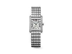 Longines DolceVita   Mini Quarz Edelstahl 22x29mm silbernes Zifferblatt mit Brillanten Metallband – Damenuhren Uhr ohne Datum aus Edelstahl. Das Gehäuse ist rechteckig und silber. Das Edelstahlarmband ist silber. Das Zifferblatt ist römisch und silber.