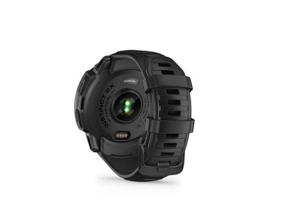 Garmin Instinct 2X Solar Tactical faserverstärktes Polymer schwarz 50 mm Kautschukband schwarz – Damenuhren Uhr Multifunktion aus Kautschuk und Kunststoff. Das Gehäuse ist rund und schwarz. Das Kautschuk / Kunststoff / Silikon Armband ist schwarz. Das Zifferblatt ist digital und schwarz. – Ansicht 4