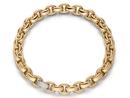 IsabelleFa ChaCha Collier Roségold 14mm Pavé – Halsschmuck Collier aus 750 Gelbgold.