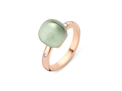 Bigli Mini Sweety "Fantastic Prasiolite" Ring Roségold Gr. M mit Brillant 0,020ct – Ringe Ring mit Besatz aus 750 Rotgold.
