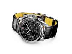 Breitling Premier B01 Chronograph 42 Automatik Edelstahl schwarzes Zifferblatt schwarzes Lederband – Herrenuhren Chronograph aus Edelstahl und Leder. Das Gehäuse ist rund und silber. Das Lederarmband Kroko / Alligator ist schwarz. Das Zifferblatt ist arabisch und schwarz. – Ansicht 3